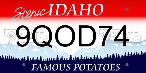 9QOD74 Idaho License Plate