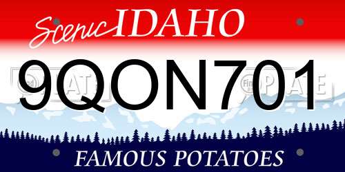 9QON701 Idaho License Plate