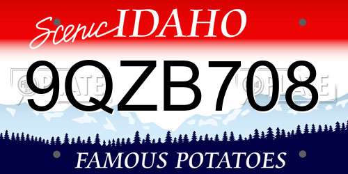 9QZB708 Idaho License Plate