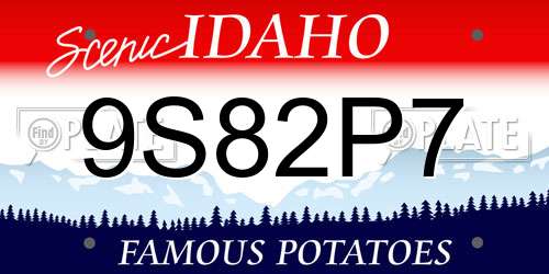 9S82P7 Idaho License Plate