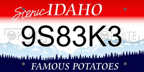 9S83K3 Idaho License Plate