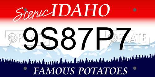 9S87P7 Idaho License Plate