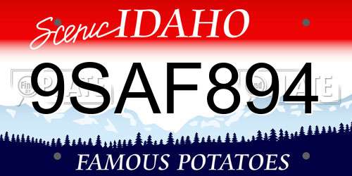 9SAF894 Idaho License Plate