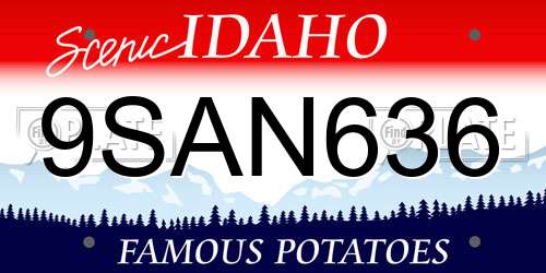 9SAN636 Idaho License Plate