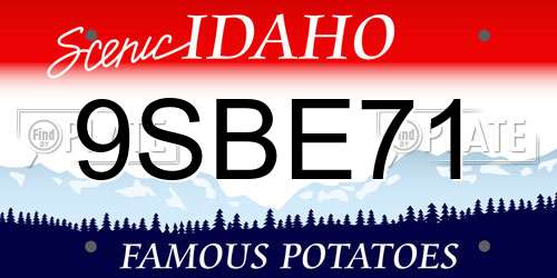 9SBE71 Idaho License Plate