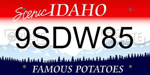 9SDW85 Idaho License Plate