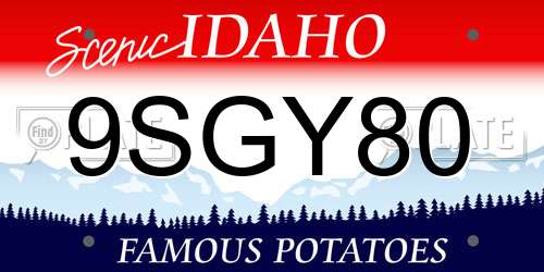 9SGY80 Idaho License Plate