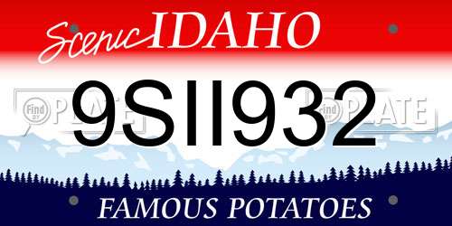 9SII932 Idaho License Plate