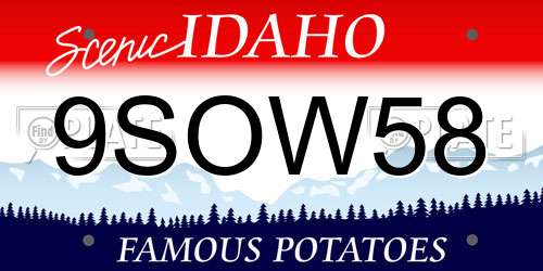 9SOW58 Idaho License Plate
