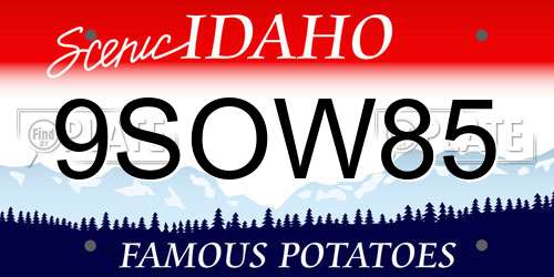 9SOW85 Idaho License Plate