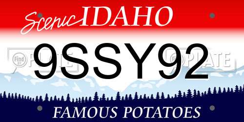 9SSY92 Idaho License Plate