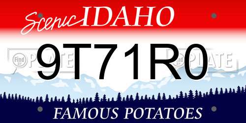 9T71R0 Idaho License Plate