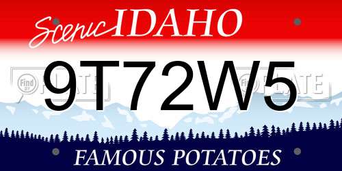 9T72W5 Idaho License Plate