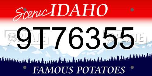 9T76355 Idaho License Plate