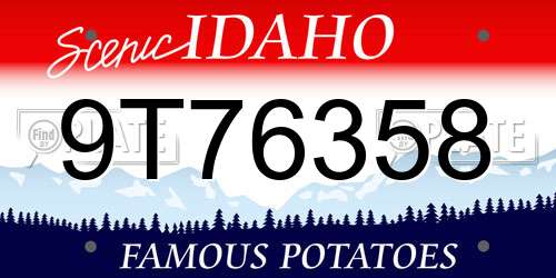9T76358 Idaho License Plate
