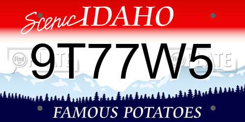 9T77W5 Idaho License Plate