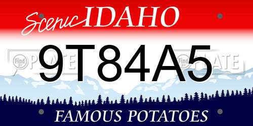 9T84A5 Idaho License Plate