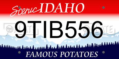 9TIB556 Idaho License Plate
