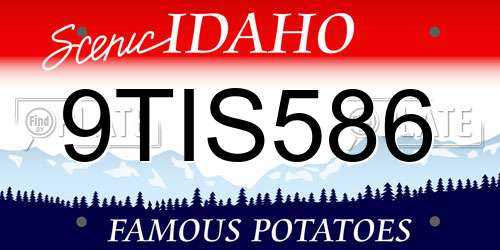 9TIS586 Idaho License Plate