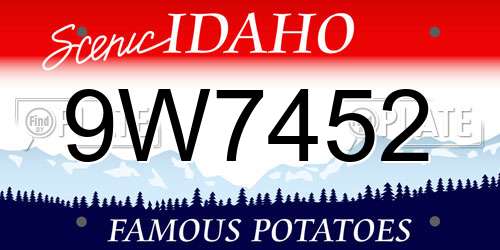 9W7452 Idaho License Plate