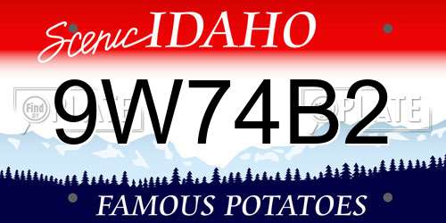 9W74B2 Idaho License Plate