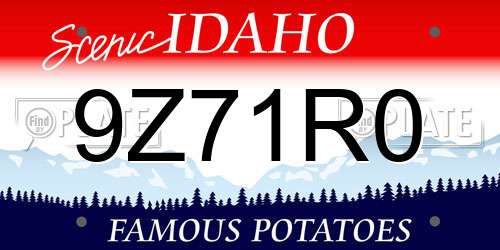 9Z71R0 Idaho License Plate