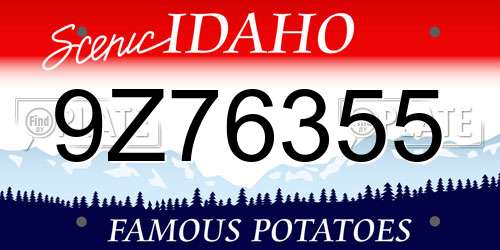 9Z76355 Idaho License Plate