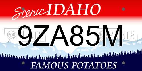 9ZA85M Idaho License Plate