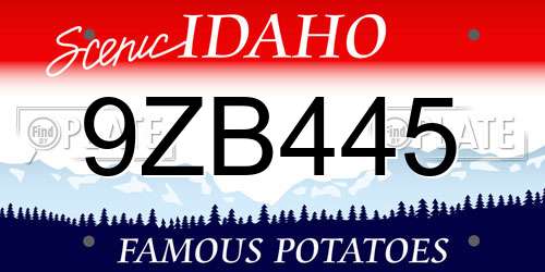 9ZB445 Idaho License Plate