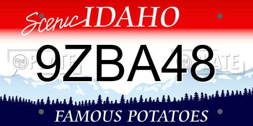 9ZBA48 Idaho License Plate