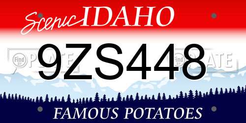 9ZS448 Idaho License Plate