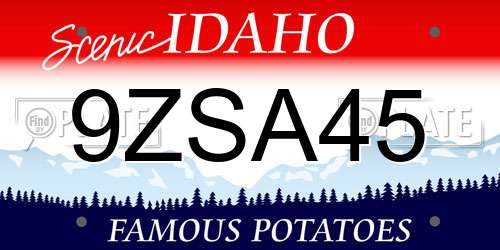 9ZSA45 Idaho License Plate