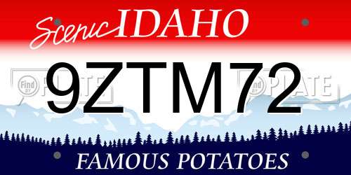 9ZTM72 Idaho License Plate