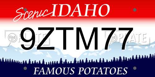 9ZTM77 Idaho License Plate