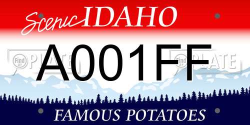 A001FF Idaho License Plate