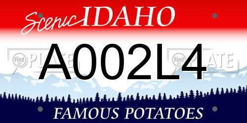 A002L4 Idaho License Plate