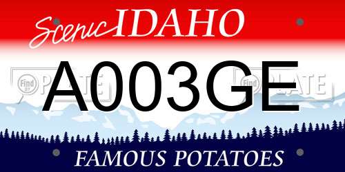 A003GE Idaho License Plate
