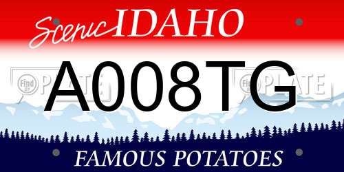 A008TG Idaho License Plate
