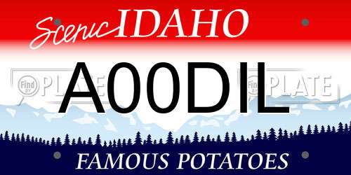 A00DIL Idaho License Plate