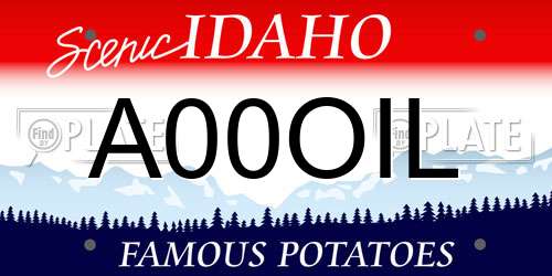 A00OIL Idaho License Plate