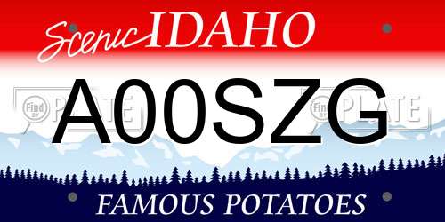A00SZG Idaho License Plate