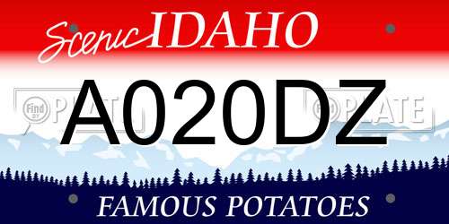 A020DZ Idaho License Plate