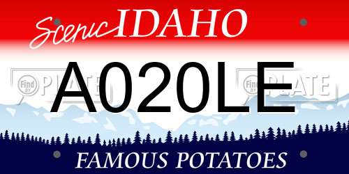 A020LE Idaho License Plate