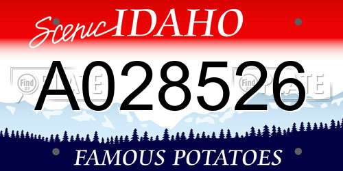 A028526 Idaho License Plate