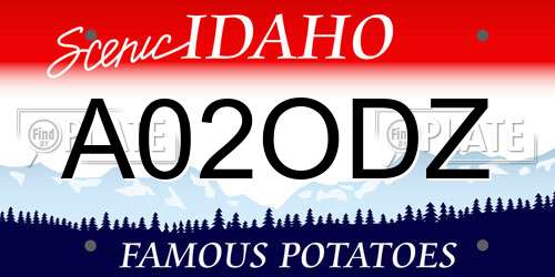 A02ODZ Idaho License Plate