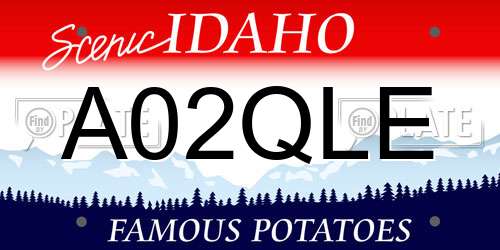A02QLE Idaho License Plate