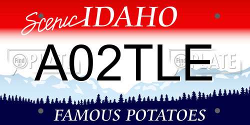 A02TLE Idaho License Plate