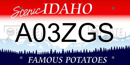 A03ZGS Idaho License Plate