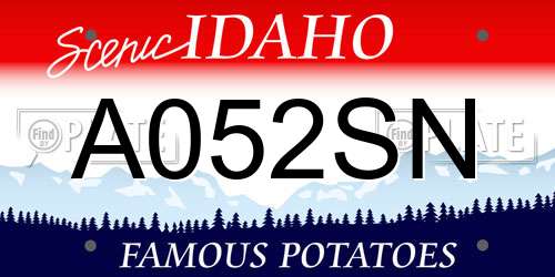 A052SN Idaho License Plate