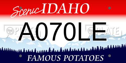 A070LE Idaho License Plate